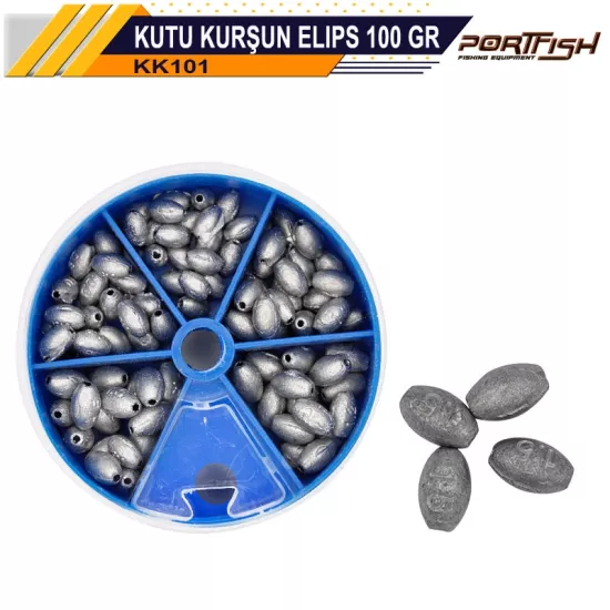 Portfish Kutu Kurşun Elips 0.8g – 1.5g (Toplam 100g) | LRF Dükkanı