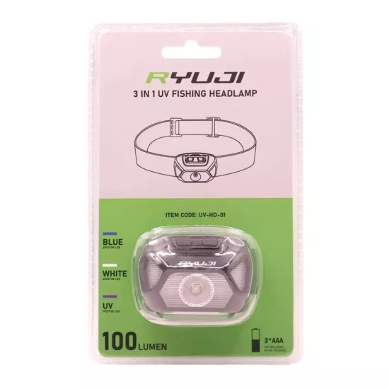 Ryuji 100 Lümen Beyaz + UV Işıklı Kafa Lambası | LRF Dükkanı